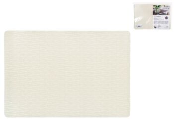 Set de table antitache Polyline Jaspe Blanco en tissu 4 couches ivoire et platine et PVC 31x46 cm 4
