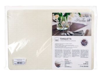 Set de table antitache Polyline Jaspe Blanco en tissu 4 couches ivoire et platine et PVC 31x46 cm 5