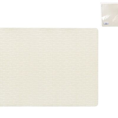 Mantel individual antimanchas Polyline Jaspe Blanco de tejido 4 capas marfil y platino y PVC 31x46 cm