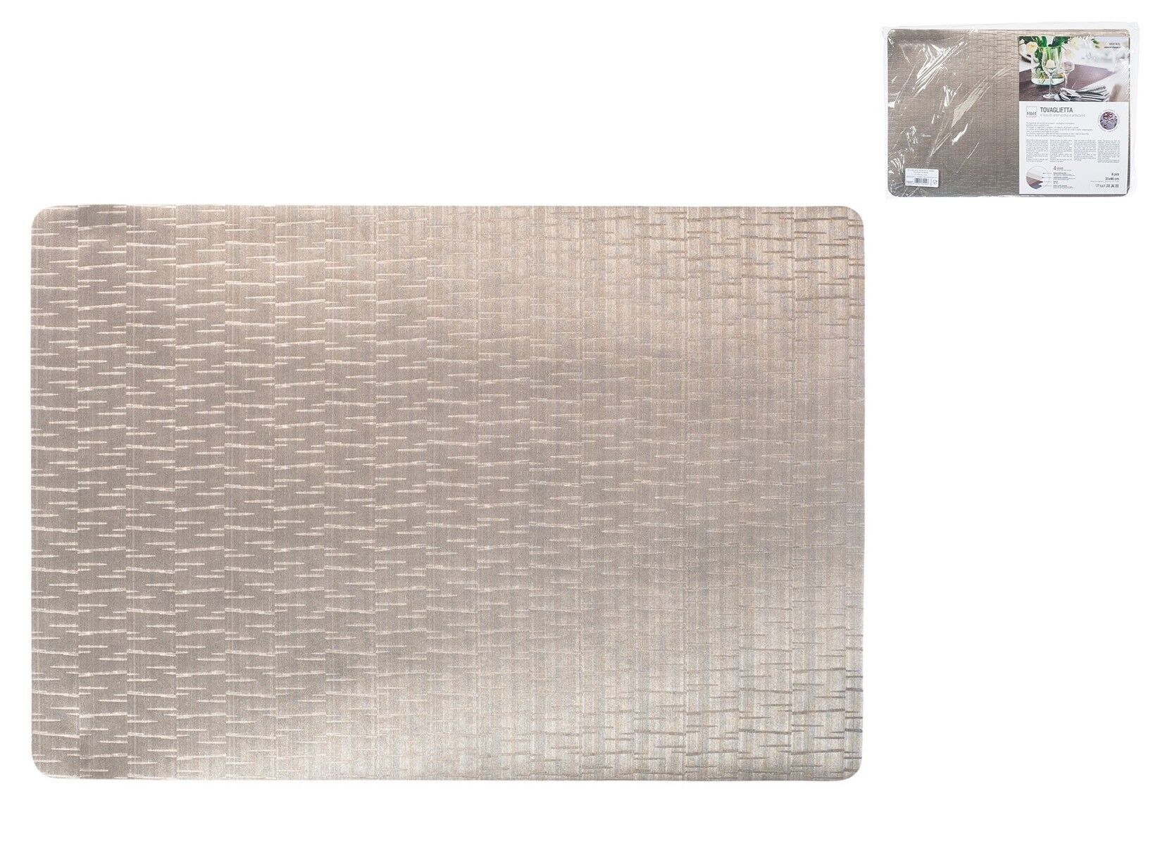 Mantel individual Polyline Jaspe Taupe antimanchas en tejido 4 capas y PVC color bronce 31x46 cm
