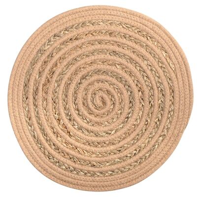 Set de table rond paille jonc de mer marron 38 cm