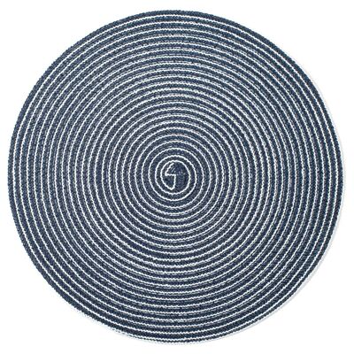 Round blue pet and polyester placemat 38 cm