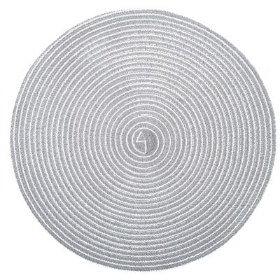 Round gray pet and polyester placemat 38 cm
