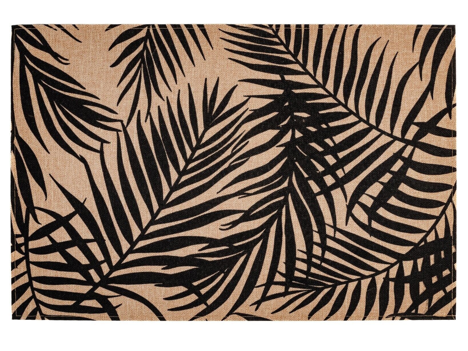 Tovaglietta in poliestere e lino decoro foglie colore ecru e nero cm 45x30