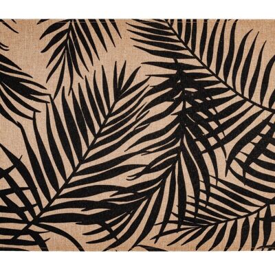 Placemat in polyester and linen with ecru and black leaves decoration cm 45x30