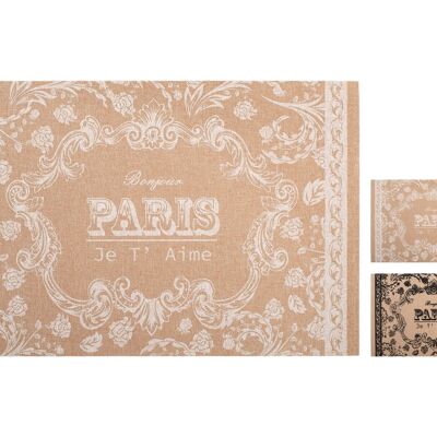 Mantel individual París de poliéster y lino con decoraciones variadas 45x30 cm
