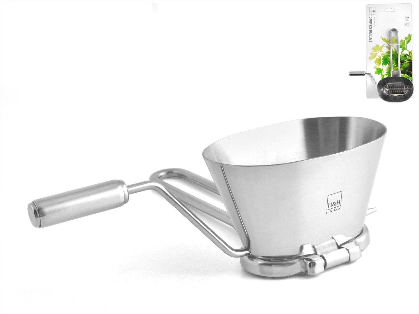 Stainless steel parsley grinder with crank