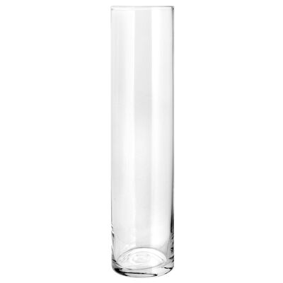 Vase en verre transparent Cylindrique 15 cm Hauteur 80 cm.