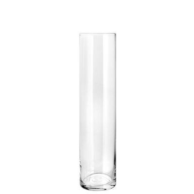 Jarrón de cristal transparente cilíndrico 11 cm Alto 40 cm.