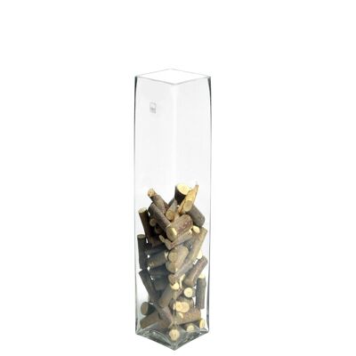 Transparent glass vase Square 10 cm Height 40 cm.