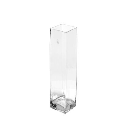 Jarrón de cristal transparente Cuadrado 10x30 cm
