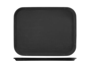 Plateau antidérapant rectangulaire en plastique noir 40x30 cm 2