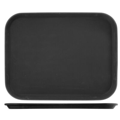 Rectangular non-slip tray in black plastic 40x30 cm