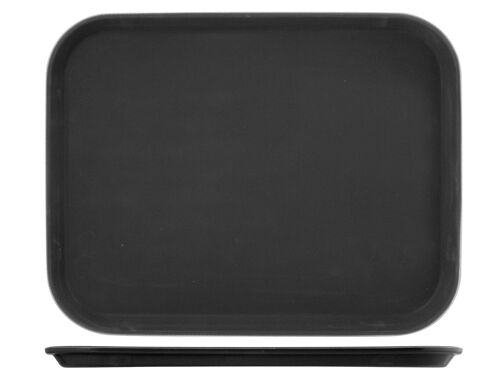 Vassoio antiscivolo rettangolare in plastica nero cm 45x35