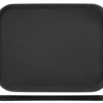 Plateau antidérapant rectangulaire en plastique noir cm 45x35