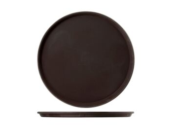 Plateau rond antidérapant en plastique marron 27 cm 4