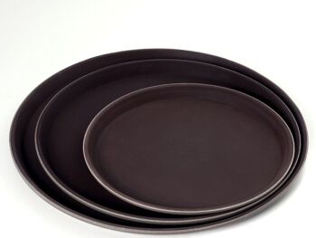 Plateau rond antidérapant en plastique marron 27 cm 5