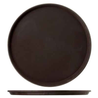 Round non-slip tray in brown plastic 40 cm