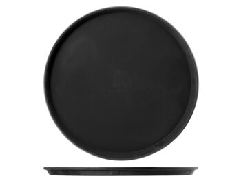 Plateau rond en plastique noir antidérapant 40 cm 2