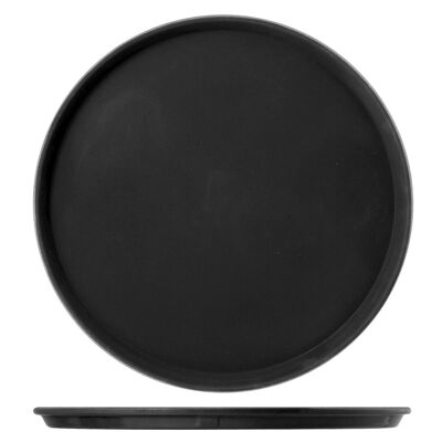 Non-slip round black plastic tray 40 cm