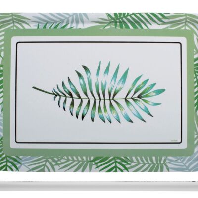 Leaves tray in decorated melamine 38x16.5 cm.