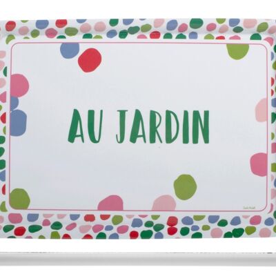 Garden tray in decorated melamine 46.5x29.5 cm.