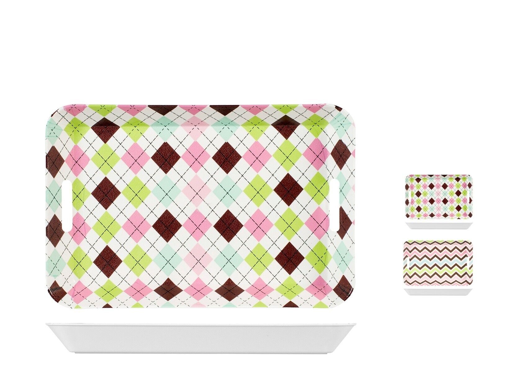 Vassoio in polipropilene decoro rombi/righe cm 33x22 forma rettangolare