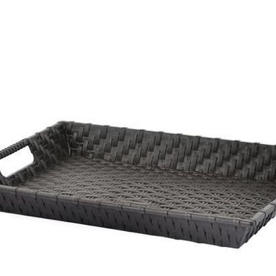 Vassoio in polyrattan marrone scuro cm 42x31x5,5.