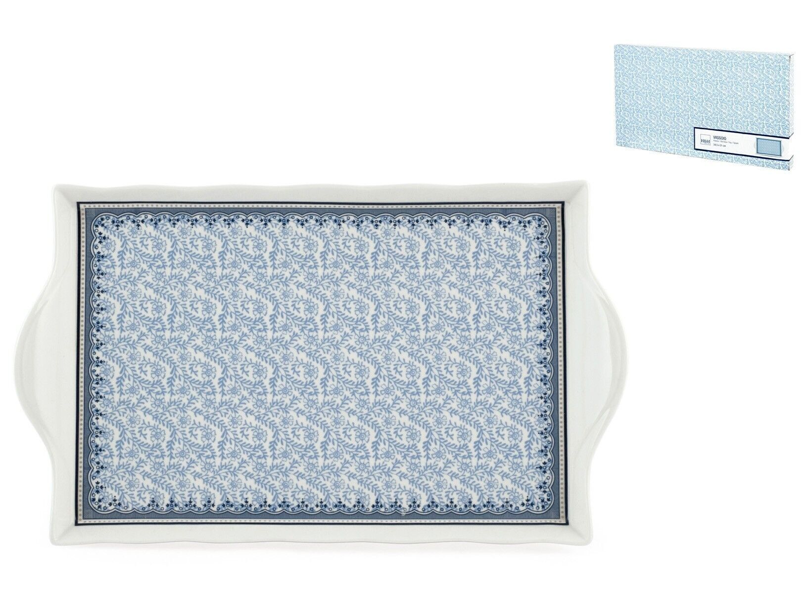 Vassoio porcellana Blue Dream con manici