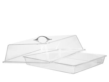 Vitrine carrée en polycarbonate transparent cm 40x40x18 h. Hauteur du socle 5,5 cm 6