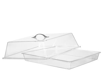 Vitrine carrée en polycarbonate transparent cm 40x40x18 h. Hauteur du socle 5,5 cm 3