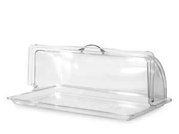 Vitrine dessert rectangulaire en polycarbonate avec porte basculante transparente cm 54x32x21 h. Hauteur du socle 2,5 cm 6