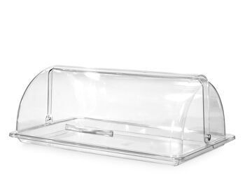 Vitrine dessert rectangulaire en polycarbonate avec porte basculante transparente cm 54x32x21 h. Hauteur du socle 2,5 cm 8