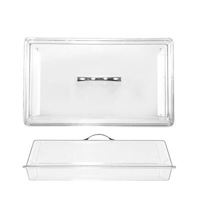 Rectangular sweet display case in transparent polycarbonate cm 54x33x17 h. Base height 5 cm