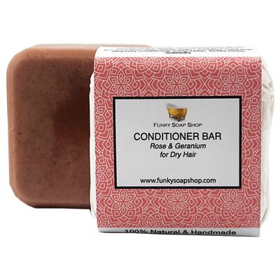 Après-Shampoing Solide Rose & Géranium, Pour Cheveux Secs, 1 Barre de 60g