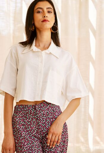 Esna Crop Linen Shirt 2