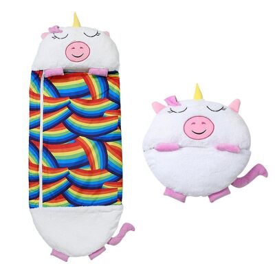 Sleeping bag convertible into a pillow, for children, Unicorn. Plush touch. Small / S: 135x50cm.