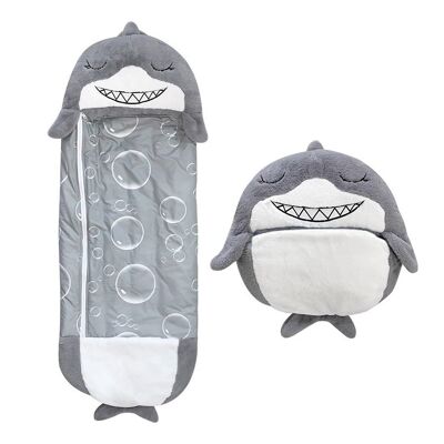 Sacco nanna trasformabile in cuscino, per bambini, Shark. Tocco di peluche. Piccolo / S: 135x50 cm.