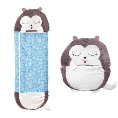 Sleeping bag convertible into a pillow, for children, Husky. Plush touch. Small / S: 135x50cm.