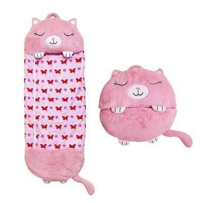 In ein Kissen umwandelbarer Schlafsack für Kinder, Kitten. Plüsch-Touch. Groß /L: 170x70cm.