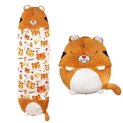 In ein Kissen umwandelbarer Schlafsack für Kinder, Tigre. Plüsch-Touch. Klein / S: 135x50cm.