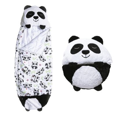 In ein Kissen umwandelbarer Schlafsack für Kinder, Pandabär. Plüsch-Touch. Klein / S: 135x50cm.