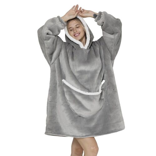 Hooded Sweatshirt Style Robe - Grey –