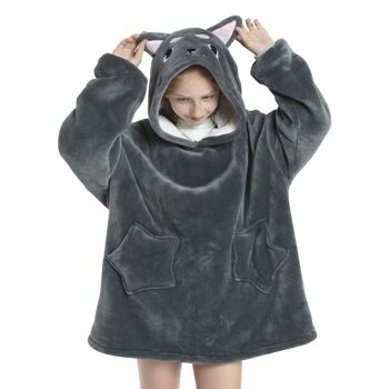 Peignoir enfant style sweat-shirt et couverture en peluche extra-douce. Poches avant. conception de renard 1