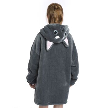 Peignoir enfant style sweat-shirt et couverture en peluche extra-douce. Poches avant. conception de renard 2