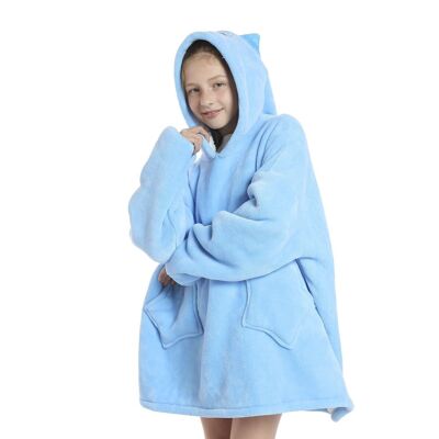 Children's sweatshirt-style robe and extra-soft plush blanket. Front pockets. owl design