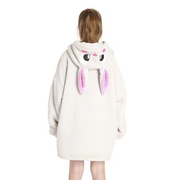 Peignoir enfant style sweat-shirt et couverture en peluche extra-douce. Poches avant. Conception de lapin 2