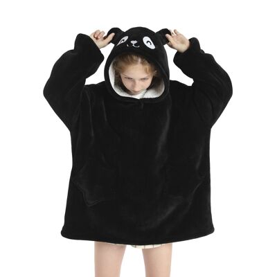 Vestaglia per bambini in stile felpa e morbidissima coperta in peluche. Tasche anteriori. Piccolo disegno dell'orso