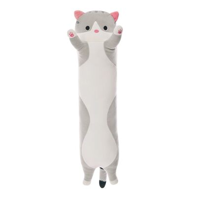 Oreiller design chaton extra doux. 110cm. Gris