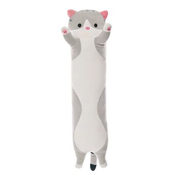 Oreiller design chaton extra doux. 110cm. Gris 1